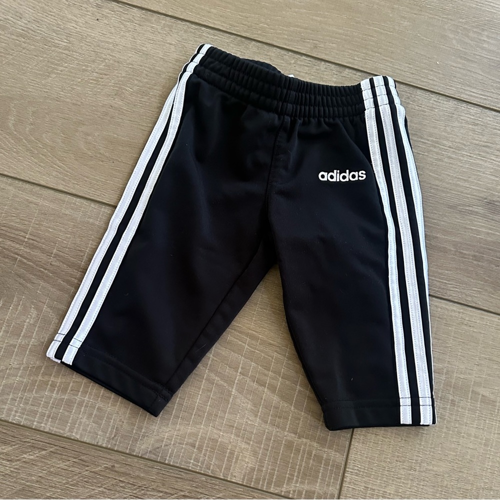 Adidas Black and White Sweatpants with Classic Stripes in Size 3 Months